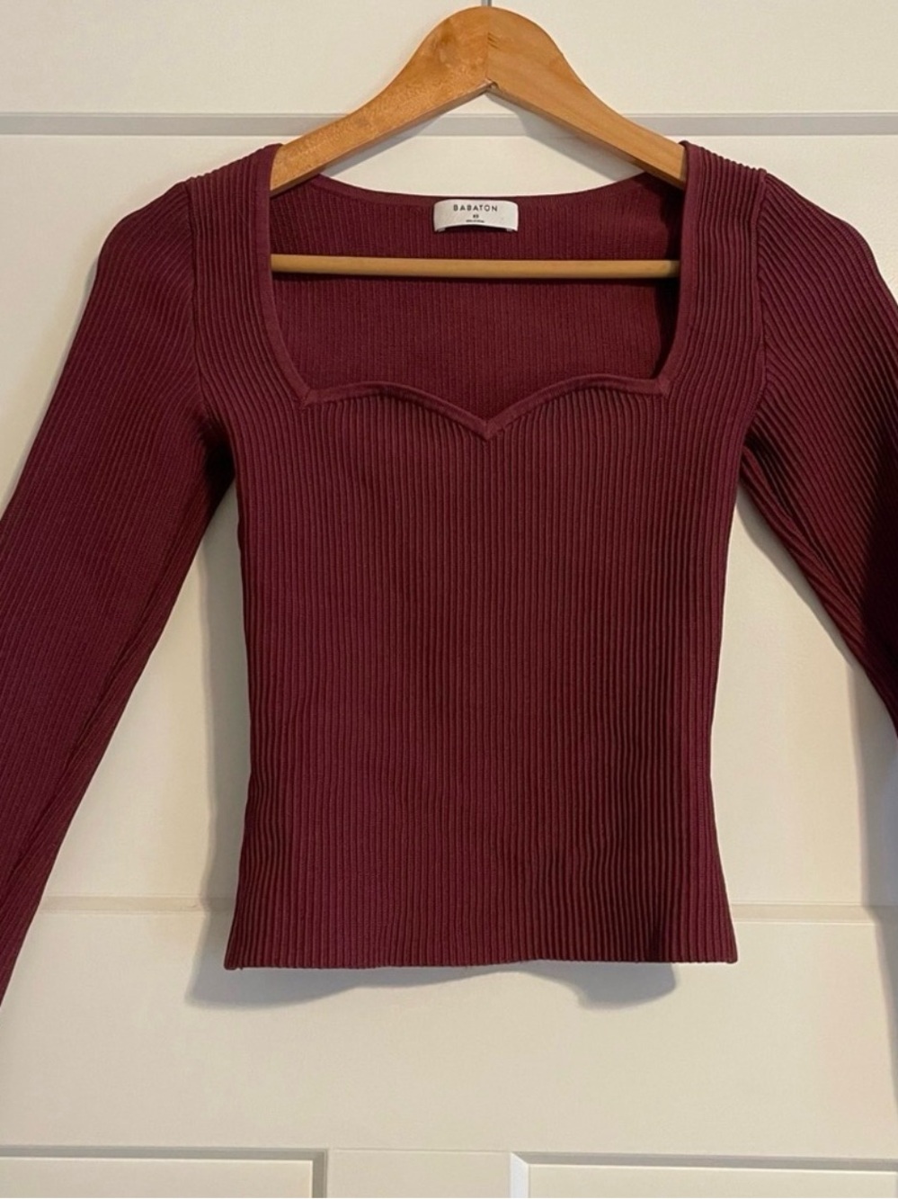 Aritzia ribbed long sleeve top - burgundy